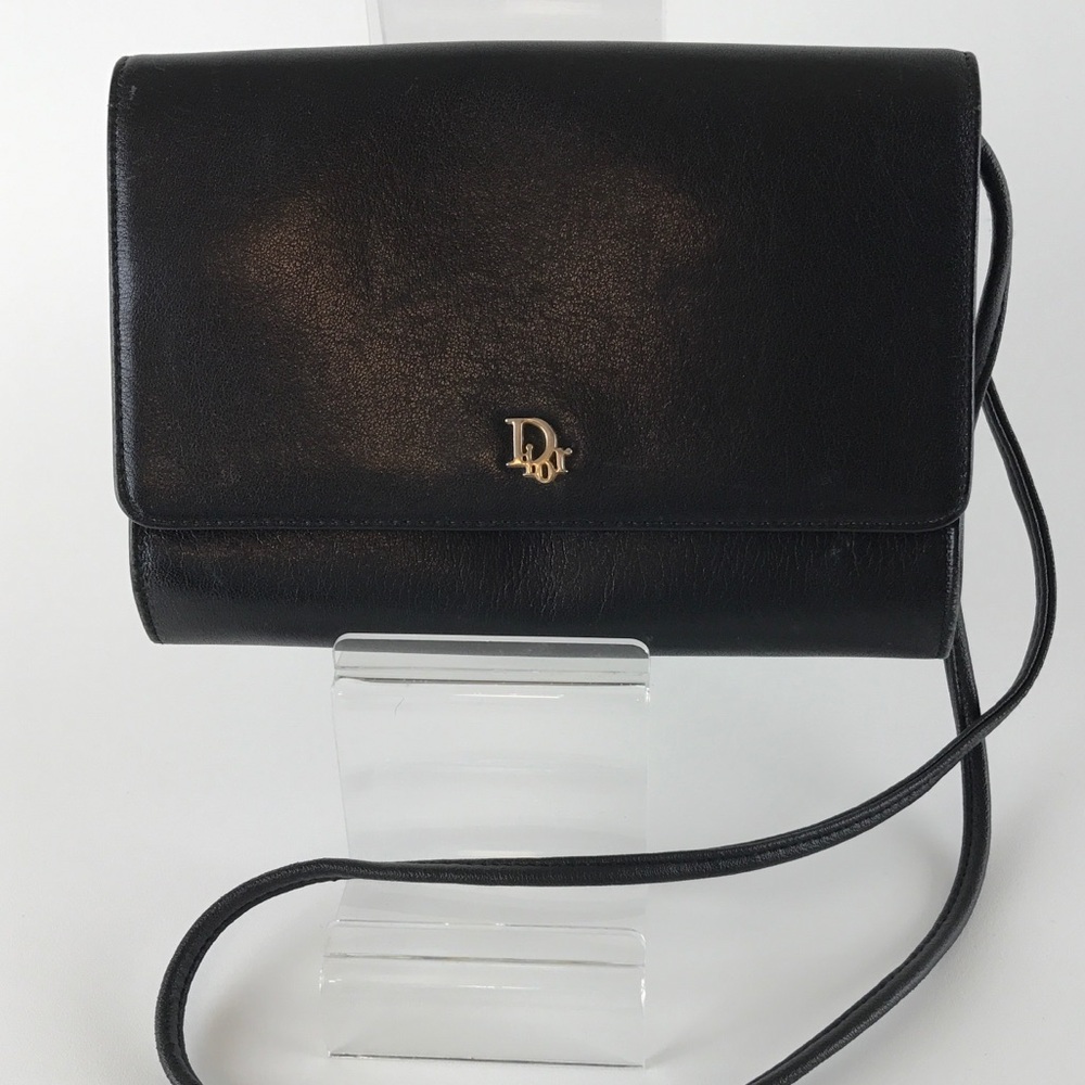 Dior Black Mini Crossbody Bag with Gold 'Dior' Logo